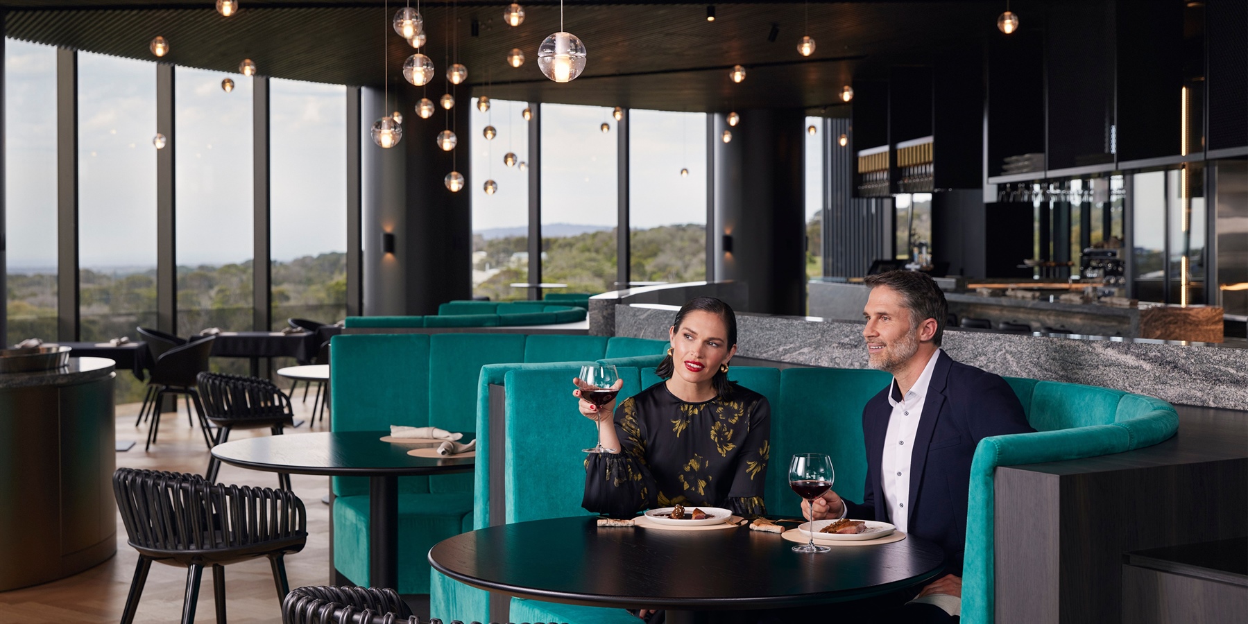 Couple dining at Cape Restaurant RACV Cape Schanck